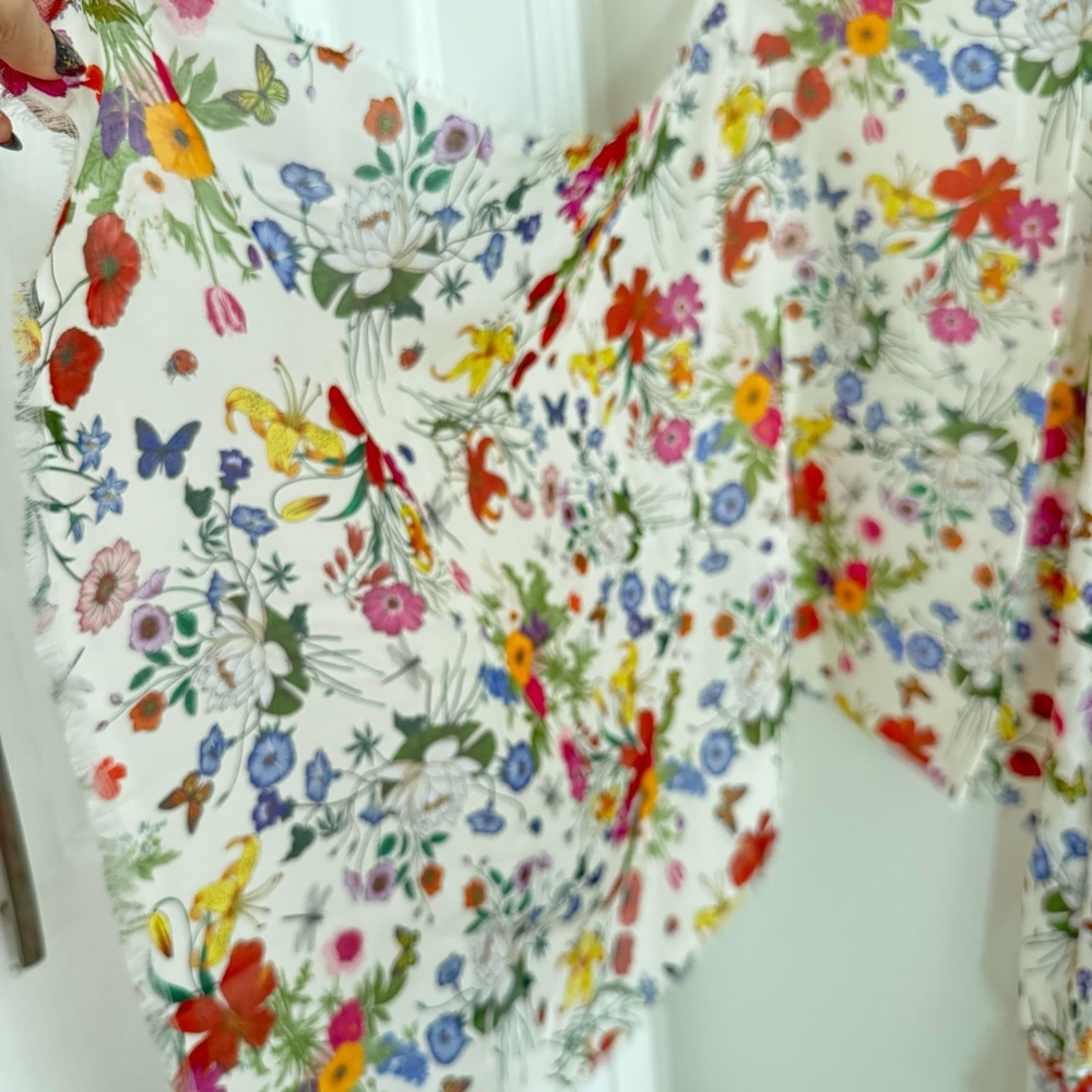 Silk and Tencel Floral Scarf / Wrap Women's 27”x72”
